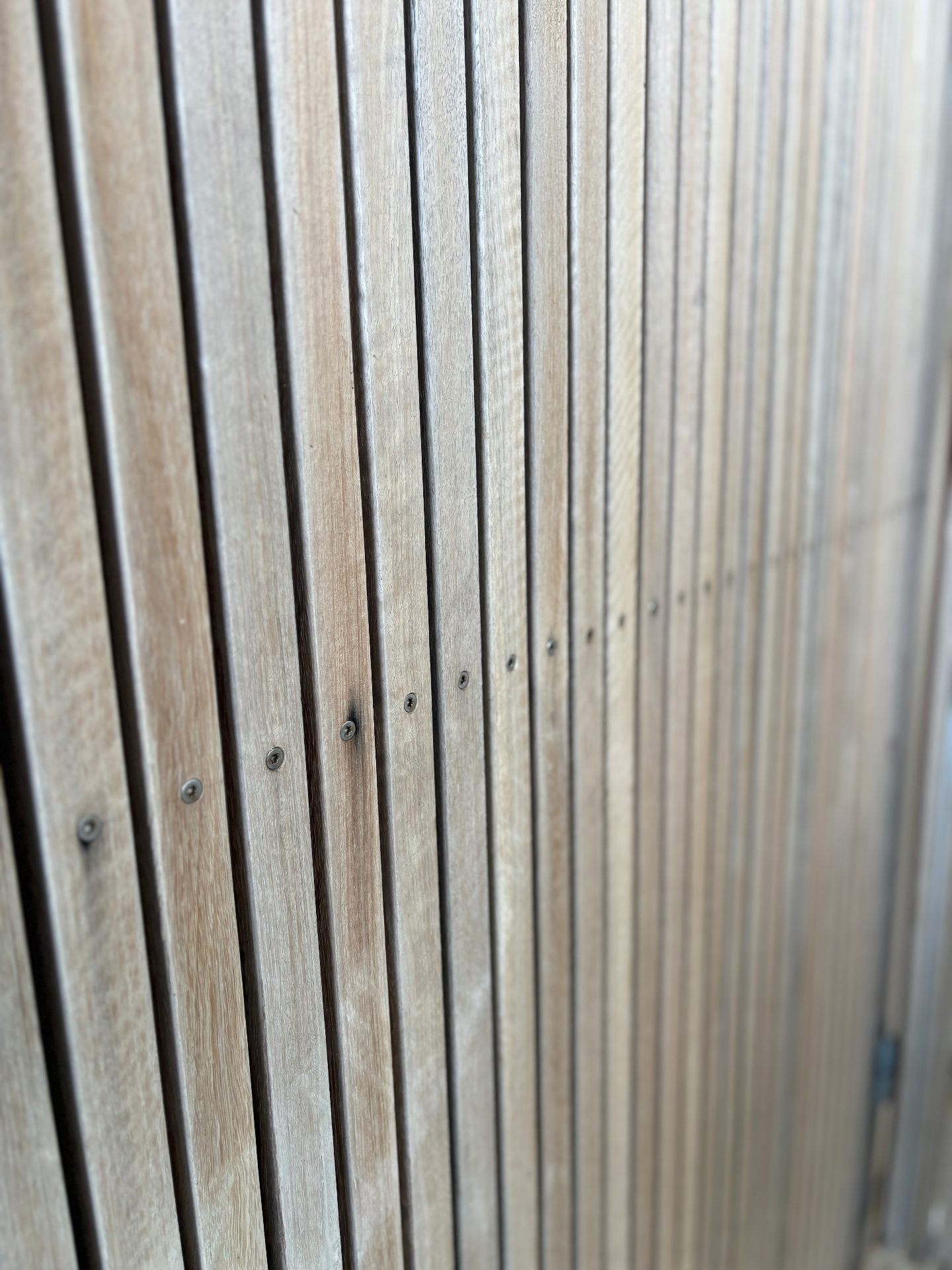 Vertical timber screening detail with rich grain